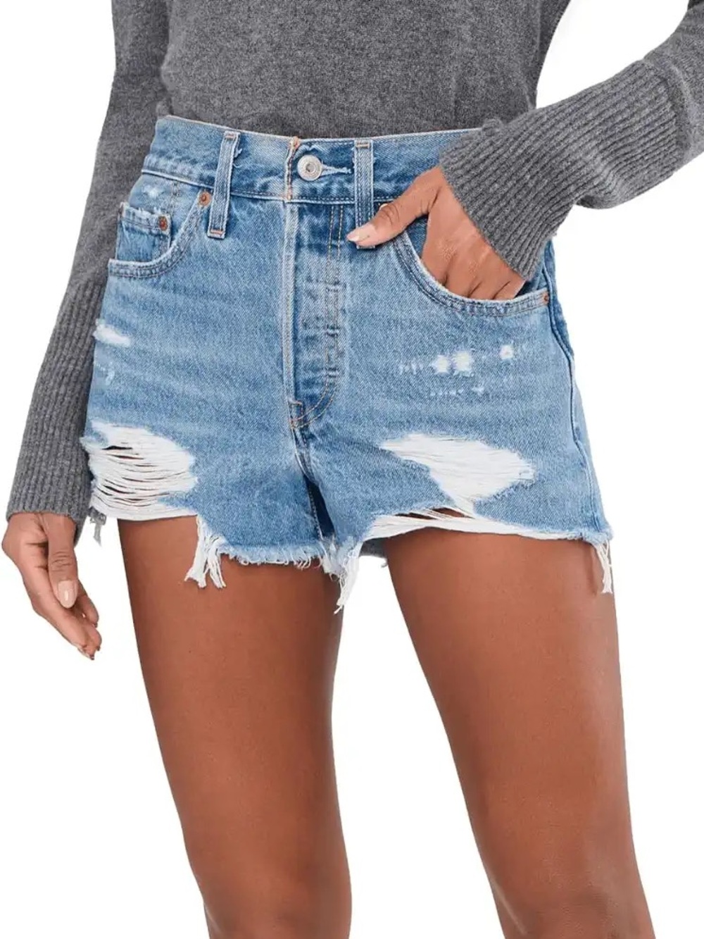 Levi’s 501 Original Denim Shorts Quiet Riot Distressed Size 28